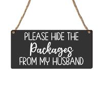 Cleverly Conceal Your Parcels with the 'Hide Parcel Packages From Husband' Plaque Funny Sign Gift - Perfectly Hilarious Home Decor for Online Shopping Enthusiasts (Small: 19 cm (H) × 9 cm (W))