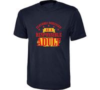 Cleverly Disguised As A Responsible Adult T-Shirt Funny Offensive Rude Sarcastic Joke Meme Adult Unisex Tee Top (Navy, M)