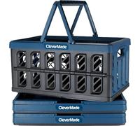 CleverMade 16L Collapsible Reusable Plastic Grocery Shopping Baskets; Small Foldable Storage Crates with Handles, 3 Pack, 15.4" D x 10.2" W x 8.2" H, Charcoal