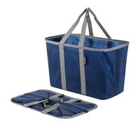 CleverMade 30L EcoBasket Collapsible Tote, Blue/Gray
