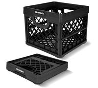 CleverMade Clevercrates Obsidian Folding Crate, 1 Piece, 25 Litre, Stackable Storage Bins Holds 50 Lbs Per Bin, Heavy Duty Plastic, Multiple Use