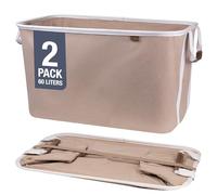 CleverMade Collapsible Fabric Laundry Basket - Premium Foldable Pop Up Storage Bin - Space Saving Hamper with Side Handles Large, Mocha, 2 Pack