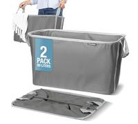 CleverMade Collapsible Laundry Basket Hamper - Shadow Stone Gray 2-Pack 60L - Space Saving Storage Organizer with Handles Foldable Home Organization