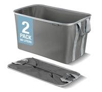 CleverMade Collapsible Laundry Basket Hamper - Shadow Stone Gray 2-Pack 60L - Space Saving Storage Organizer with Handles Foldable Home Organization
