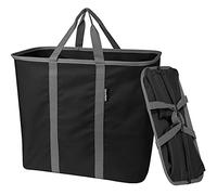 CleverMade Collapsible Laundry Caddy, Black/Charcoal, 64L (17 Gal) Large Foldable Laundry Basket with Sturdy Pop-Up Wire Frame and Long Carry Handles - Space-Saving, Collapsible Laundry Basket, 1PK