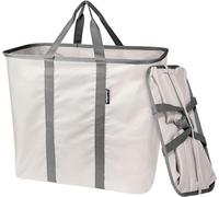 CleverMade Collapsible Laundry Caddy, Large Foldable Clothes Hamper Bag, Laundry Tote Carry All Bin XL Pop-Up Storage Basket with Handles, Cream/Charcoal, 2 Pack
