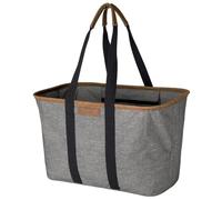 CleverMade Collapsible LUXE Tote - Gray Black 1 Pack 30L / 8Gal - Reusable Utility Grocery Shopping Storage Bag Organizer w/Handles Reinforced Bottom