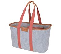 CleverMade Collapsible LUXE Tote, Rose Herringbone - 30L (8 Gal) Structured Tote Bag with Handles and Reinforced Bottom - Reusable Grocery Bag, Shopping Bag, Utility Tote Bag