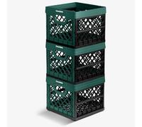 CleverMade Collapsible Milk Crate, 25L, 3 Pack, Forrest