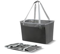 CleverMade Collapsible Tote MAX Carry All - Charcoal Gray 2-Pack 50L - Foldable Storage Organization Container with Storage Pockets and Handles