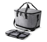 CleverMade Tahoe Collapsible 50 Cans / 31 Qt Beach & Travel Car Cooler, Folding Soft Cooler, Shoulder Strap, Bottle Opener Great for Car Travel, Cleans Easy, Leak Proof - Gray/Black Gray/Midnight