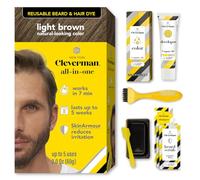 CLEVERMAN Hair and Beard Dye Set for Men, Reusable All-in-One Hair Colour, Natural Grey Coverage, Beard and Moustache Dye, No Ammonia (Light Brown)