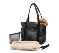 Cleverpup Transit Tote Dog Carrier 4-Piece Set - Small, Graphite | Soft-sided pet travel bag for small dogs under 8 lbs, 16x11x8 in, plush insert, waterproof base, food pouch, head opening