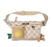 Cleverpup Walk & Train 2-in-1 Dog Walking Bag - Hands-Free Training Crossbody Sling & Fanny Pack with Treat Pouch, Poop Bag Holder, Phone Pockets - Adjustable Waist or Shoulder Strap - Graphite, Tan