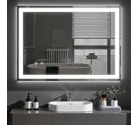 Clevich Bathroom Mirror with LED Lights 50x70/60x80/60x100cm, Anti-Fog, Wall Mounted Vanity Mirror with Memory, 3 Colour Dimmable, Touch Control, Explosion-Proof Glass, IP44 Waterproof (60L x 80W cm)
