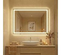 Clevich Bathroom Mirror with Lighting, 100 x 60cm/80 x 60cm/70 x 50cm LED Mirror, Dimmable Mirror, Anti-Fog, Suitable for Bathroom, Bedroom, Hotel (70 * 50cm)
