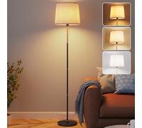 Clevich Floor Lamp Linen Shade, 3-Color Stepless Dimmable Standing Lamp with Remote Control, 1-Hour Timer & Memory Function, 67'' Tall torchiere Lamp for Living Room Bedroom Office(Flaxen)