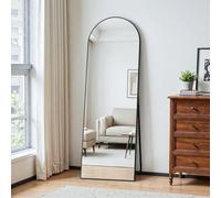 Clevich Full Length Mirror, 162×50cm Arched Full Body Floor Mirror with Stand, HD Glass,Aluminum Frame, Non-slip U-shaped Stand, Leaning or Hanging Mirror for Living Room, Bedroom, Entrance (Black)