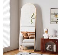 Clevich Full Length Mirror 162 x 53cm, Arched Wall-Mounted or Floor Mirror with Metal Stand & Aluminum Frame, Full Body Standing Mirror for Living Room Bedroom Dressing Room Bathroom Hallway (gold)