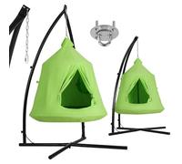 Clevich Hammock Chair with Stand for Indoor & Outdoor Use, Hanging Swing Seat with Inflatable Cushion & LED Lights, Heavy-Duty Steel Frame for Garden Patio or Living Room, Supports up to 150kg, Green