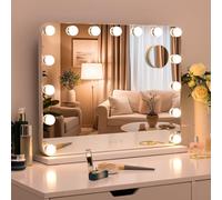 Clevich Hollywood Mirror with Light, 58 x 46 cm, Make-Up Mirror with Lighting and Touch Control, 15 LED, 3 Light Colours, with USB and Removable Magnifying Glass, Cosmetic
