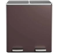 Clevich Kitchen Bin 60L, 2-Compartment Metal Trash Can with Soft-Close Lid, 2 Plastic Inner Buckets, 2 x 30 Litre Waste Separation System, Pedal Bin for Kitchen, Bathroom, Office