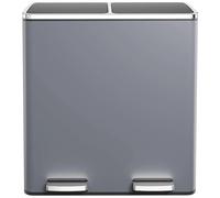 Clevich Kitchen Bin 60L, 2-Compartment Metal Trash Can with Soft-Close Lid, 2 Plastic Inner Buckets, 2 x 30 Litre Waste Separation System, Pedal Bin for Kitchen, Bathroom, Office