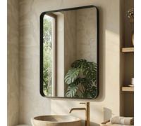 Clevich Rectangle Wall Mirror 90x60cm, Bathroom Miroor with Deep Aluminum Frame, Tempered Glass, Pre-installed Hooks, Horizontally & Vertically Hung, Decorative Mirror for Living Room/Bedroom