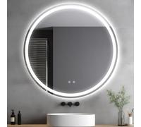 Clevich Round Bathroom Mirror with LED Lights 60x60/80x80cm, Anti-Fog, Circle W