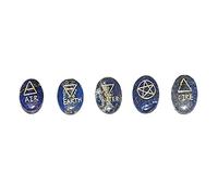 CLEVIO Lapis Lazuli Five Element Symbol Set Engrave Stones Pagan And Wiccan Sets For Healing And Metaphysical Meditation Reiki Healing-B08L9GLTMRNAMZ