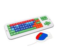 Clevy Large Print Mechanical and Solid Spill Proof Keyboard Lowercase with Color Coded Kids Mouse- (Optical, Ergonomic, USB, Sturdy Design and Compatible with Win & macOS