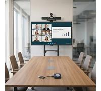 Cleyver Bar Medium Room BYOD Video Conference Kit A complete video conferencing kit featuring a 4K dual-sensor bar with AI capabilities, a 65-inch 4K