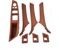 CLFJWZ Inner Door Handle Cover Left Drive LHD Beige Black Carbon Fiber Car Interior Door Handle Pull 7PCS for 5 Series F10 F18 523 525 528(Red Wine 7pcs)