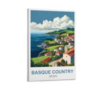 CLFMHNAS Basque Country Spain Vintage Travel Poster 16x24inch(40x60cm) Canvas Wall Art Prints