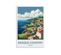 CLFMHNAS Basque Country Spain Vintage Travel Poster 24x36inch(60x90cm) Canvas Wall Art Prints