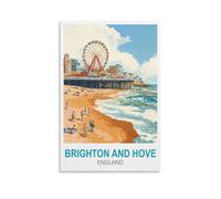 CLFMHNAS Brighton And Hove England Vintage Travel Posters 08x12inch(20x30cm) Canvas Wall Art Prints