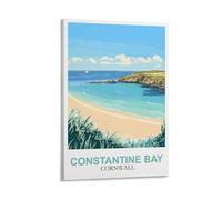 CLFMHNAS Constantine Bay Cornwall Vintage Travel Poster 24x36inch(60x90cm) Canvas Wall Art Prints