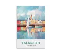 CLFMHNAS Falmouth Cornwall Vintage Travel Poster 16x24inch(40x60cm) Canvas Wall Art Prints