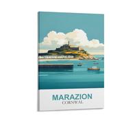 CLFMHNAS Marazion Cornwall Vintage Travel Poster 16x24inch(40x60cm) Canvas Wall Art Prints