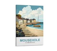 CLFMHNAS Mousehole Cornwall Vintage Travel Poster 24x36inch(60x90cm) Canvas Wall Art Prints