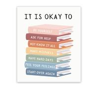 CLFORLORGN Motivational Kids Art Prints Positive Affirmations Canvas Wall Decor It Is Ok To Be Yourself Poster for Classroom Office Calming Corner 12x16 Inch Unframed