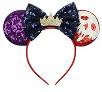 CLGIFT Evil Witch Minnie Ears, Poisoned Ears, Poisoned Apple Minnie Ears, Silver gold blue minnie ears, Rainbow Sparkle Mouse Ears,Classic Red Sequin Minnie Ears (Poisoned Apple)