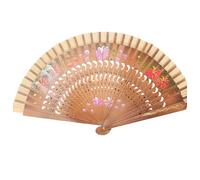CLGIFT Floral Vintage Spanish Folding Fan Doubled-Side Flower Wood Fan for Wedding Party Decor/Dancing Hand Fan (Brown)
