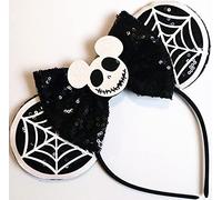 CLGIFT Halloween Jack Minnie Ears,Pick your color, Iridescent Minnie Ears, Silver gold blue minnie ears, Rainbow Sparkle Mouse Ears,Classic Red Sequin Minnie Ears (Halloween Jack Web)
