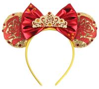 CLGIFT Minnie Ears, Beauty and the Beast, Silver gold blue, Rainbow Sparkle, Classic Red Sequin (Belle)