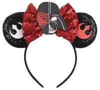 CLGIFT Minnie Ears, Black Mouse, Darth Storm Headband, Mickey (Red SW)