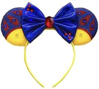 CLGIFT Mouse Ears, Snow White Princess Minnie Ears Flexible Headband with Sequins on Both Sides, 5 Inch Bow, Birthday Gifts, Costume, Cosplay, Unisex, All Ages, Purple