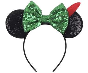 CLGIFT Peter Pan Ears, Neverland Mickey Ears, green blue minnie ears, Rainbow Sparkle Mouse Ears,Classic Red Sequin Minnie Ears (Peter Pan)