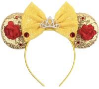 CLGIFT Princess Minnie Ears,Pick your color, Flower Minnie Ears, Floral minnie ears, Purple Sparkle Mouse Ears (Belle)