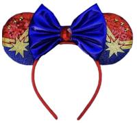CLGIFT Princess Minnie Ears,Pick your color, Flower Minnie Ears, Floral minnie ears, Purple Sparkle Mouse Ears (Captain Marvel)